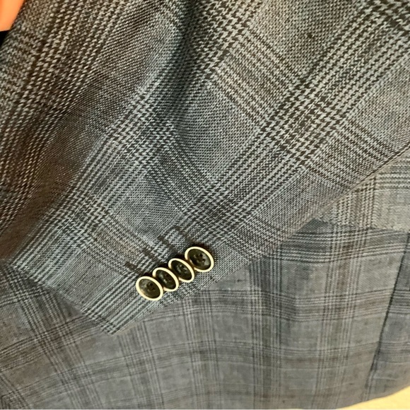JOE Joseph Abboud Blue Glen Plaid Slim Fit Linen Sport Coat Blazer | Size 48L - Picture 8 of 12